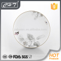 A010 luxury emboss flower fine bone ceramic dinner plate